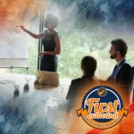 ilustrasi tim mendengarkan pemimpin menjelaskan visi bersama