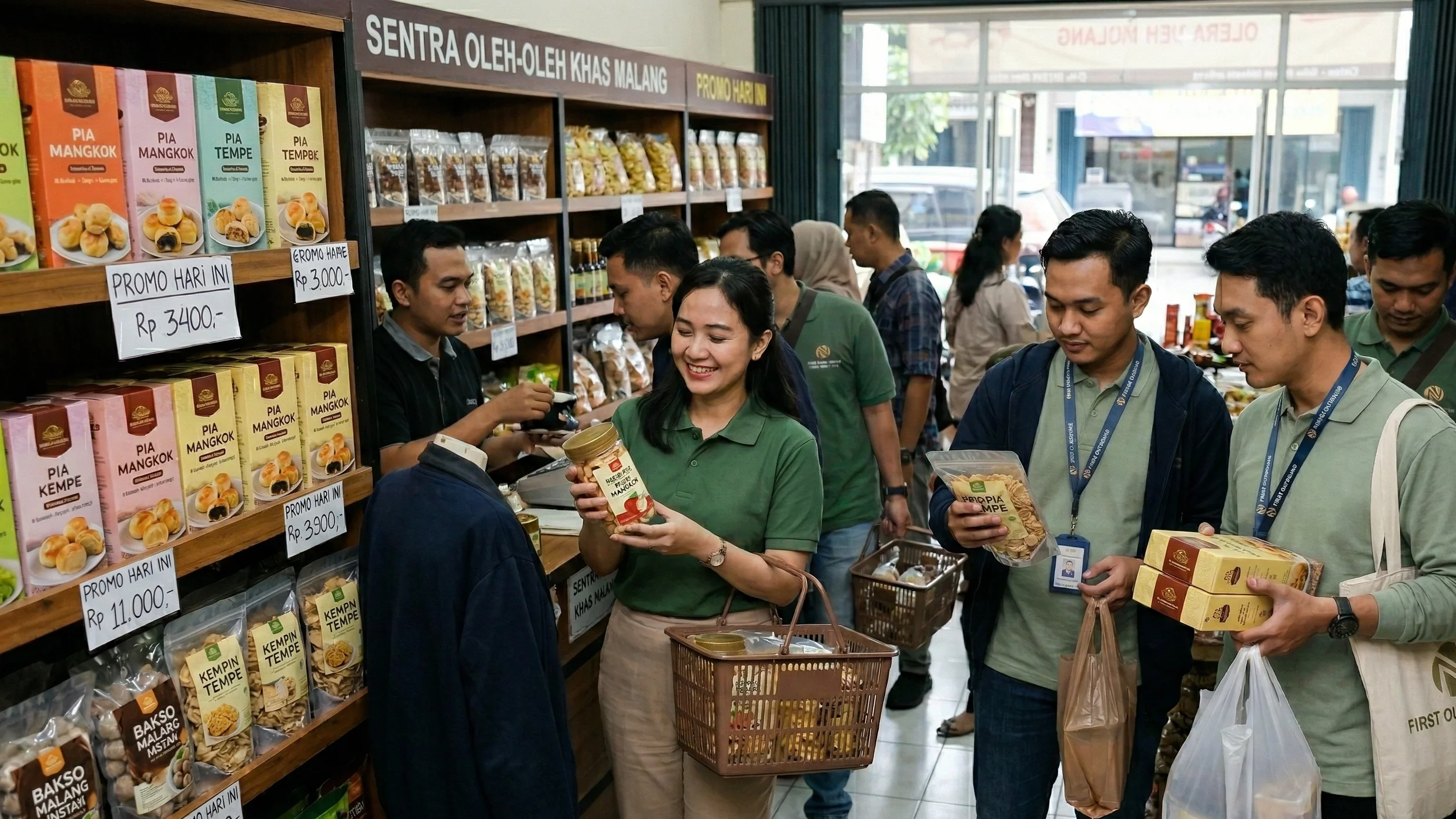 Peserta Outing Perusahaan Berbelanja